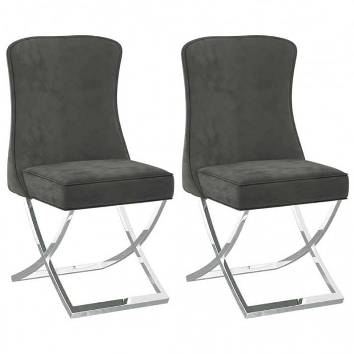 Confezione di sedie in velluto grigio VidaXL