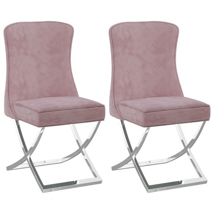 Set di sedie in velluto rosa VidaXL