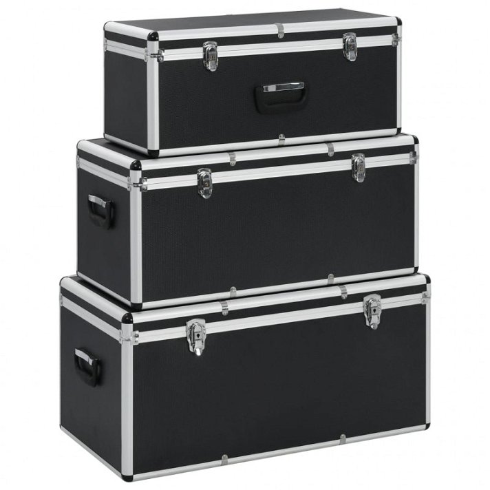 Pack de cajas de almacenamiento de aluminio negro VidaXL