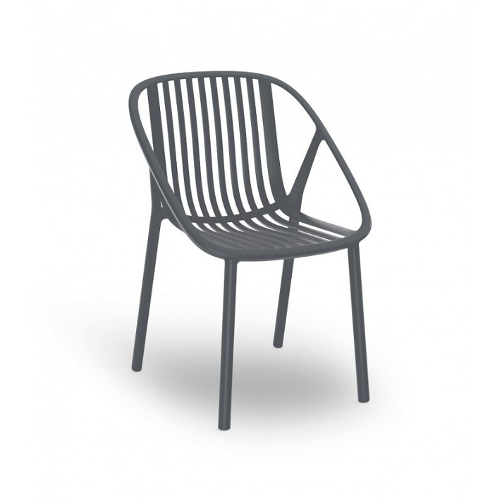 Set di sedie adatte per esterno con braccioli e finitura colore grigio scuro Bini Resol