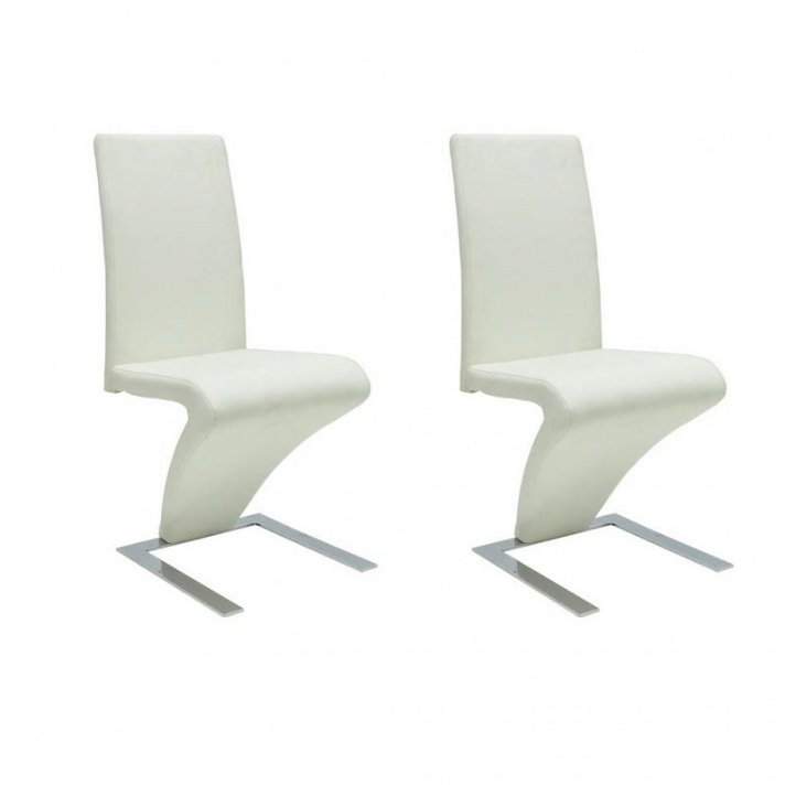 Set di 2 sedie per sala da pranzo fabbricate in ecopelle di colore bianco Vida XL