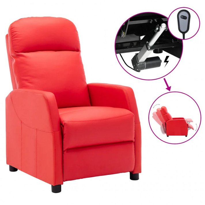 Fauteuil inclinable électrique classique en cuir rouge avec fauteuil inclinable électrique VidaXL