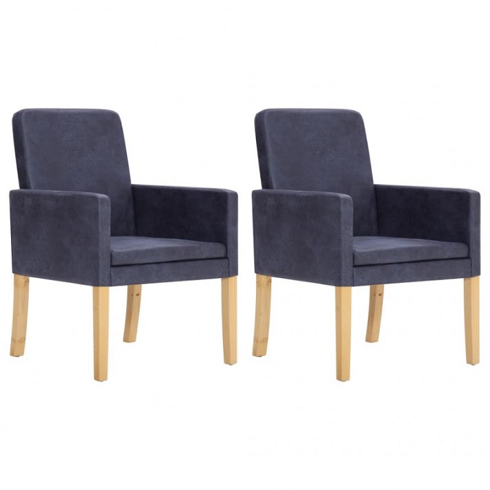 Lot de chaises en simili-cuir avec accoudoirs gris VidaXL