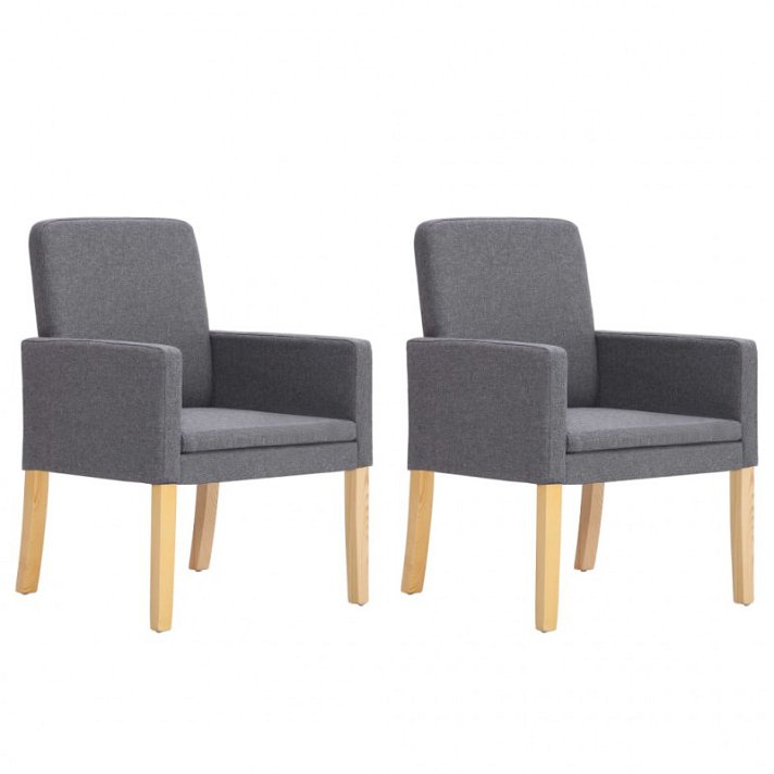 Conjunto de cadeiras de tecido com apoio para braços cinzento-claro Vida XL