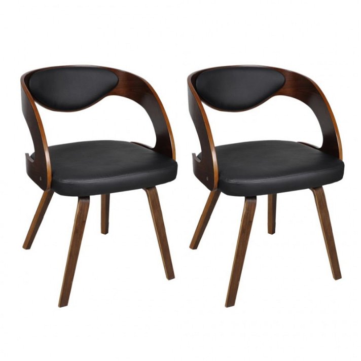 Pack de 2 sillas para comedor fabricadas con madera y cuero sintético color marrón Vida XL