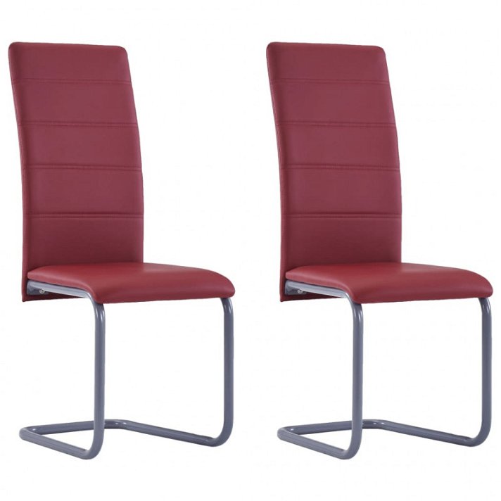 Set di sedie moderne di ecopelle e acciaio rosso Vida XL