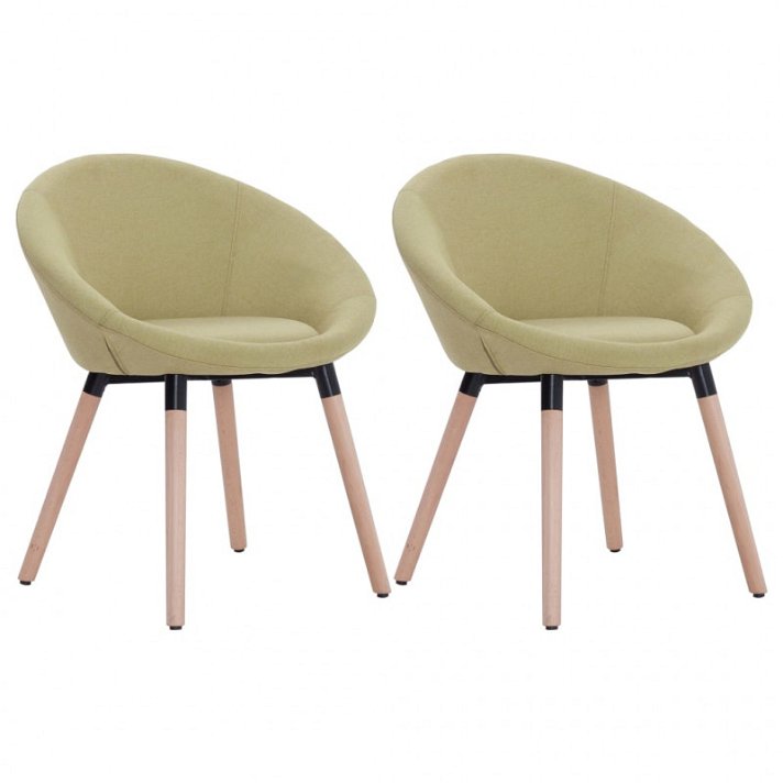Pack de sillas de tela acolchada con patas de haya verde VidaXL