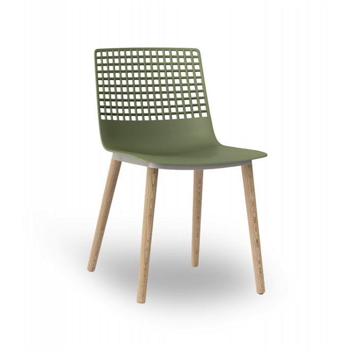 Set di 2 sedie da esterni realizzate con polipropilene e gambe in legno Wire Wood Resol
