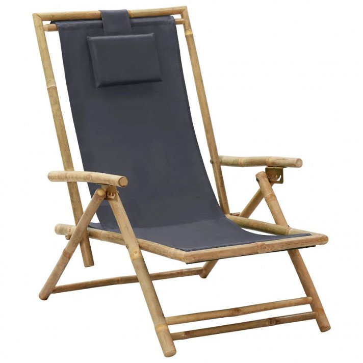 Cadeira de bambu reclinável cinzento Vida XL