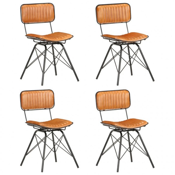 Set di sedie di pelle di capra nero e marrone VidaXL