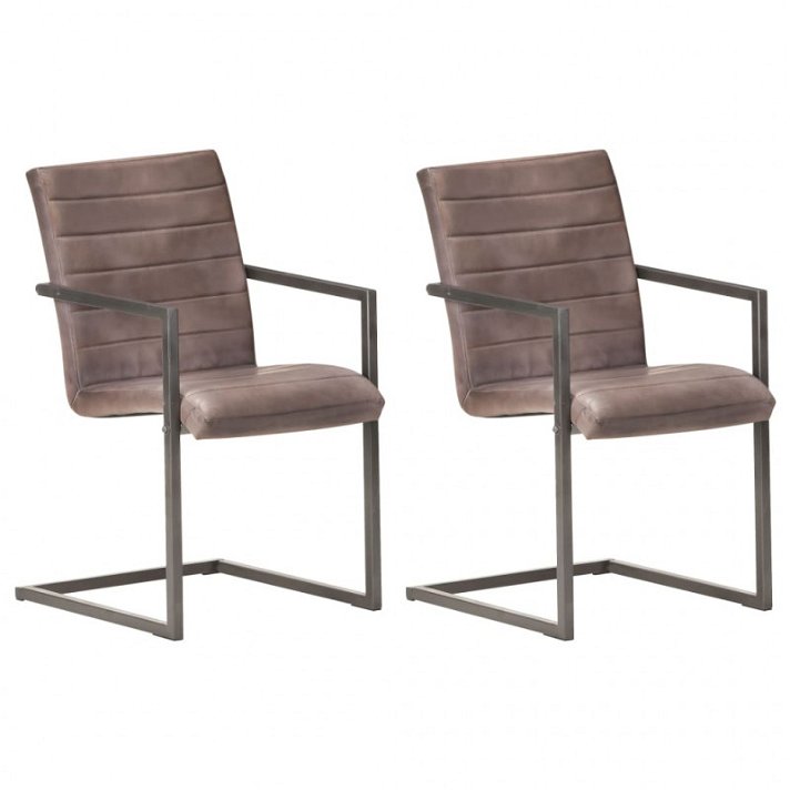 Conjunto de cadeiras cantilever de couro legítimo castanho Vida XL
