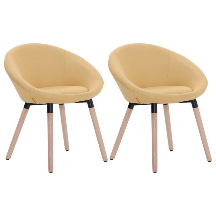 Conjunto de cadeiras de tecido acolhoado com pernas de faia amarela Vida XL