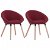 Set di sedie di tessuto imbottito con gambe di faggio rosso vino Vida XL