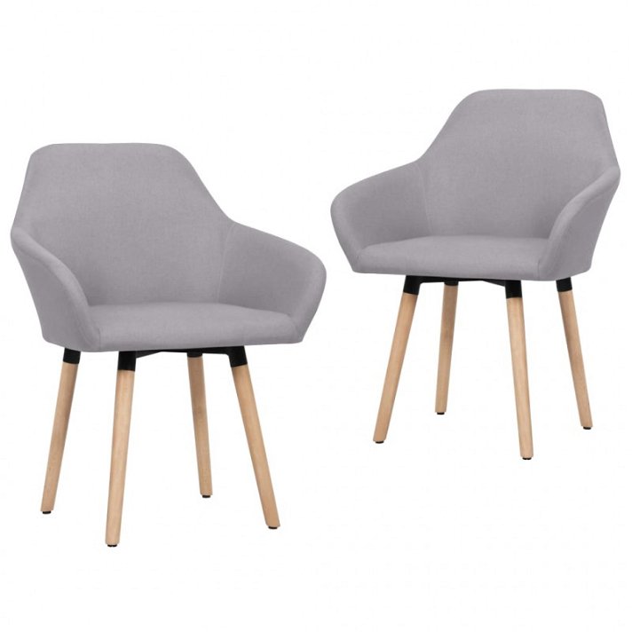 Conjunto de cadeiras de tecido acolchoado com apoio para braços cor cinzento-claro Vida XL