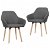 Pack de sillas de tela acolchada con reposabrazos color gris oscuro VidaXL