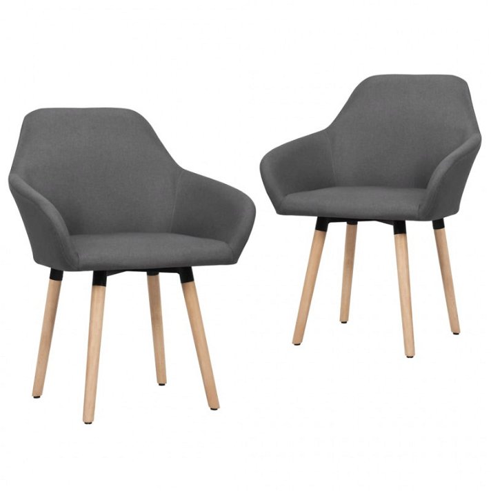 Set di sedie di tessuto imbottito con braccioli di colore grigio scuro Vida XL
