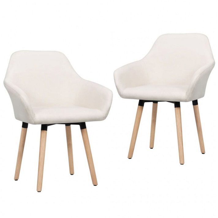 Set di sedie di tessuto imbottito con braccioli colore crema Vida XL