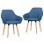 Conjunto de cadeiras de tecido acolchoado com apoio para braços cor azul Vida XL