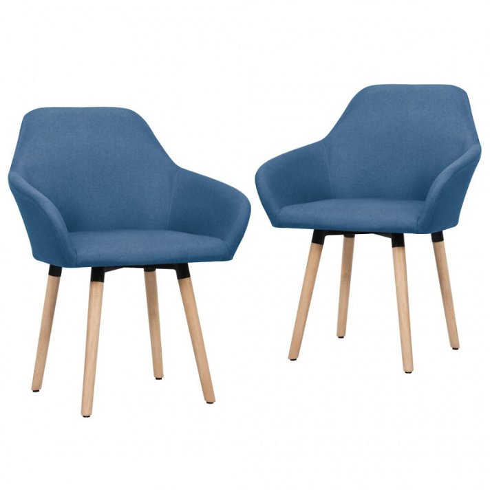 Conjunto de cadeiras de tecido acolchoado com apoio para braços cor azul Vida XL