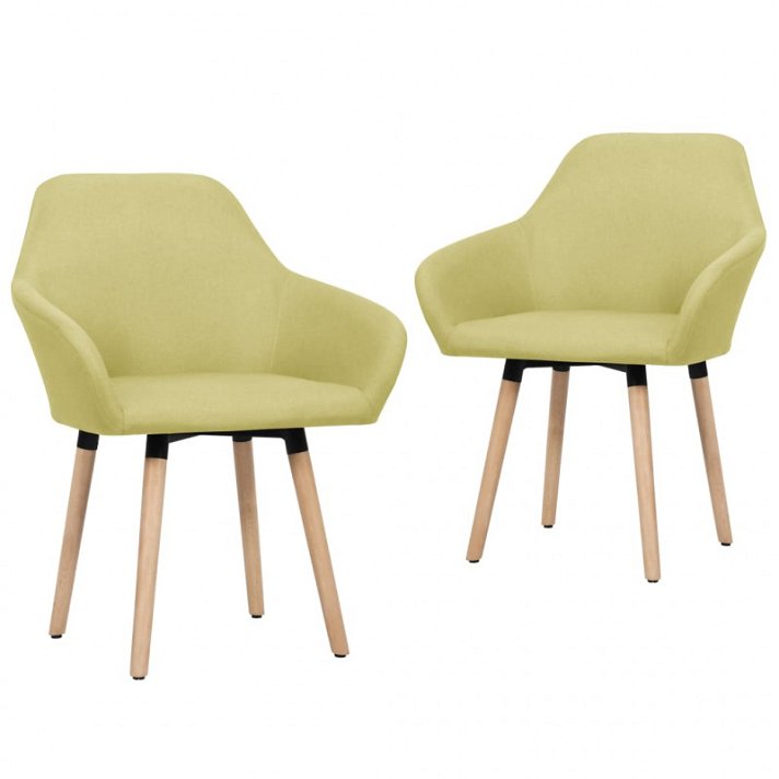 Conjunto de cadeiras de tecido acolchoado com apoio de braços cor verde Vida XL
