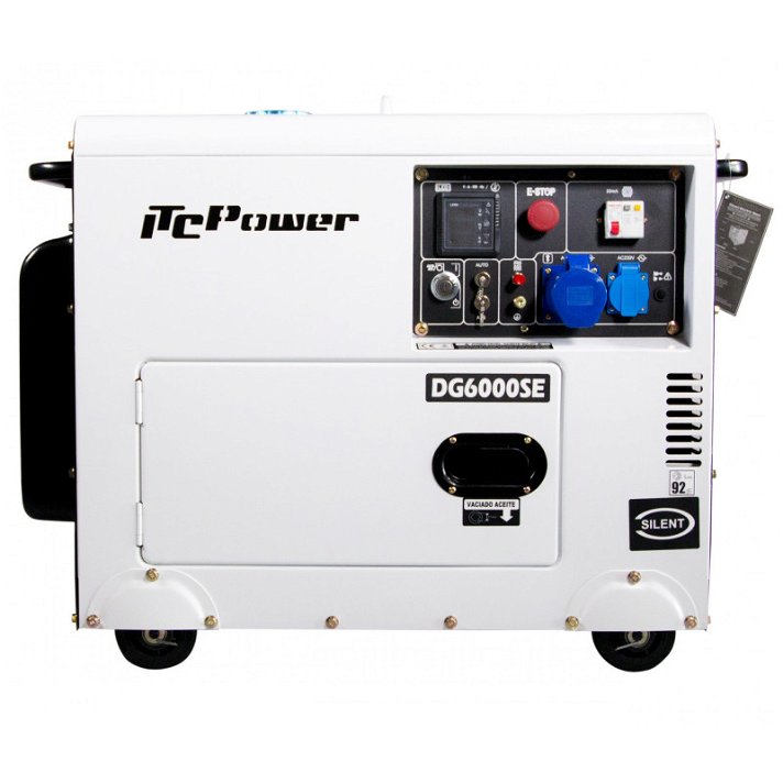 Grupo electrógeno diésel monofásico insonorizado 5,3 kW Pro Silent DG6000SE ITCPower