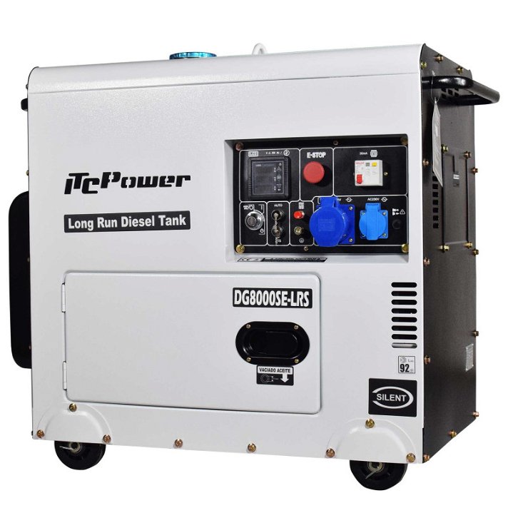 Pro Silent DG8000SE-LRS ITCPower Pro Silent DG8000SE-LRS grupo eletrogéneo monofásico a diesel insonorizado de 6,3 kW