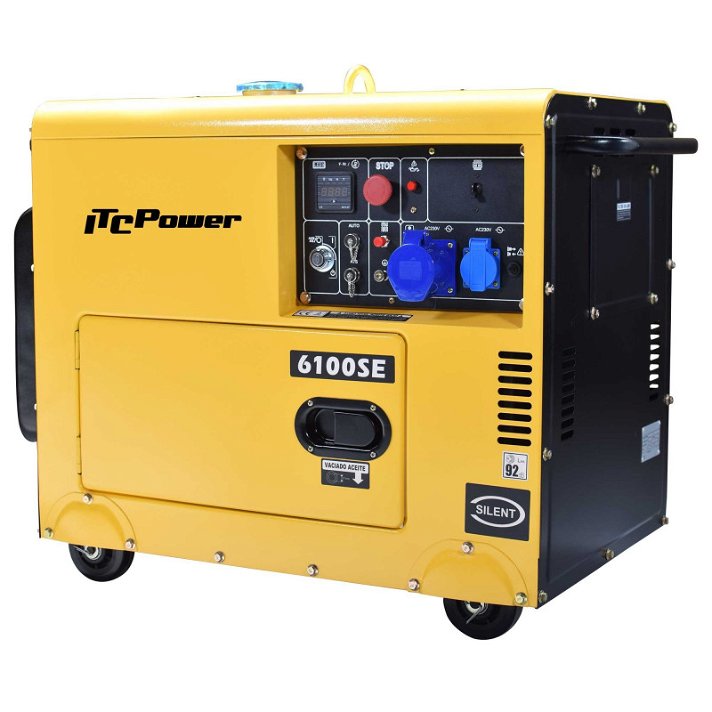 NT6100SE ITCPower Groupe électrogène diesel monophasé insonorisé avec AVR 5,3 kW NT6100SE ITCPower