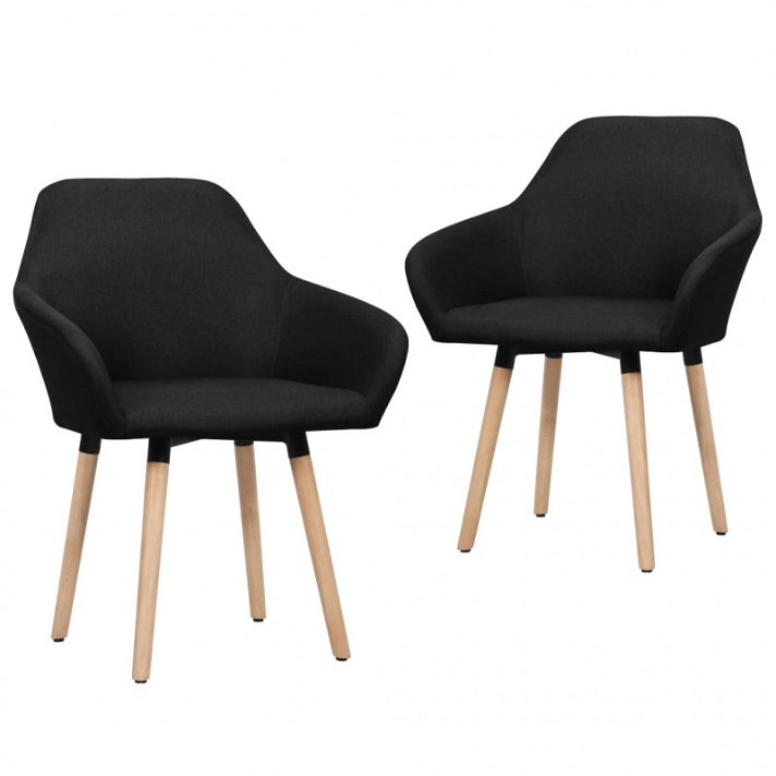 Set di sedie di tessuto imbottito con braccioli colore nero Vida XL