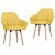 Pack de sillas con reposabrazos hechas con madera y tela acolchada color amarillo Vida XL