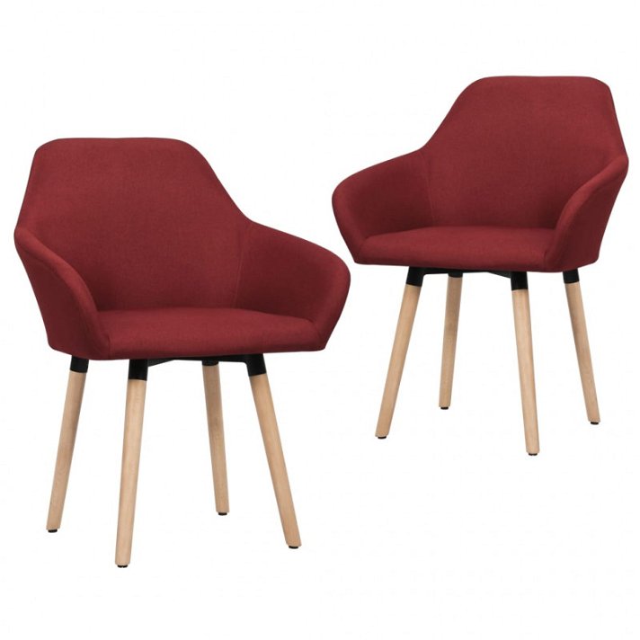 Set di sedie di tessuto imbottito con braccioli rosso vino Vida XL