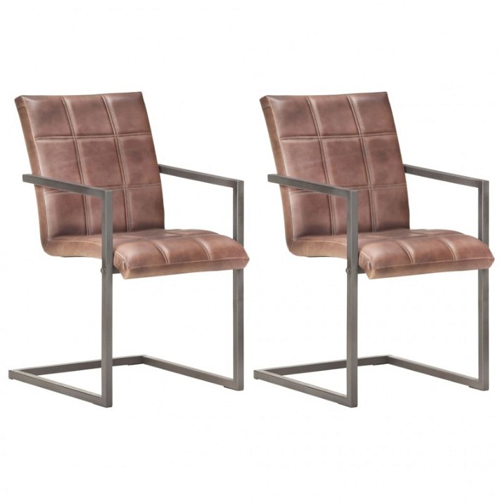 Conjunto de cadeiras cantilever padrão retangular castanho-envelhecido Vida XL