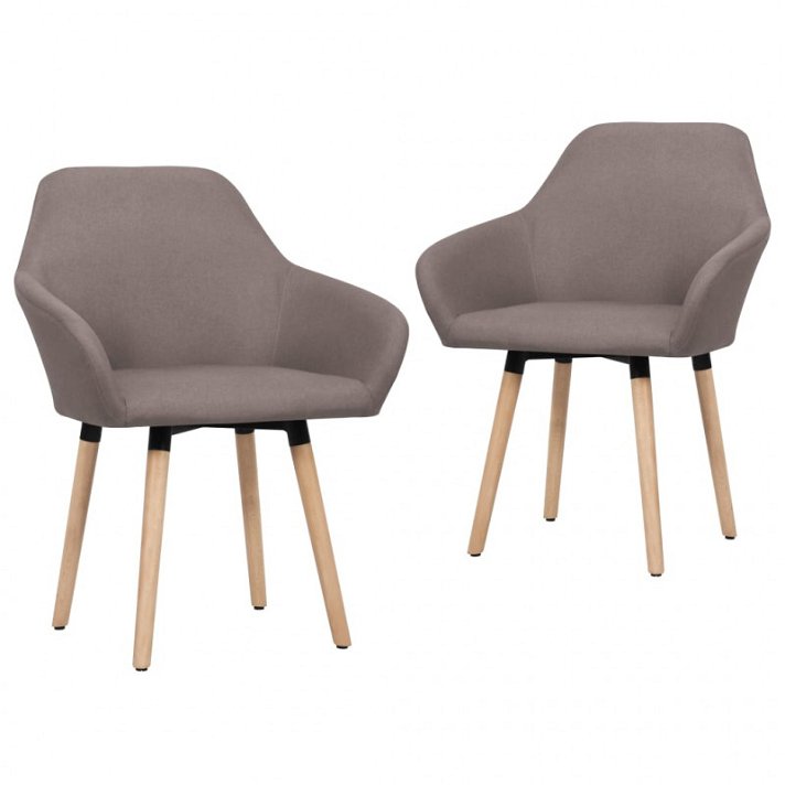 Set di sedie di tessuto imbottito con braccioli colore grigio talpa Vida XL