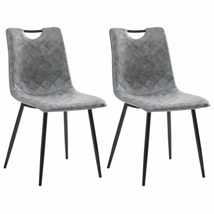 Ensemble de chaises en cuir synthétique et acier gris foncé VidaXL