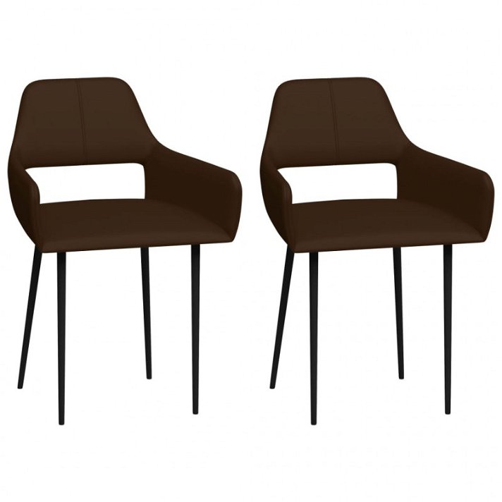 Conjunto de cadeiras ergonómicas de couro sintético castanho VidaXL