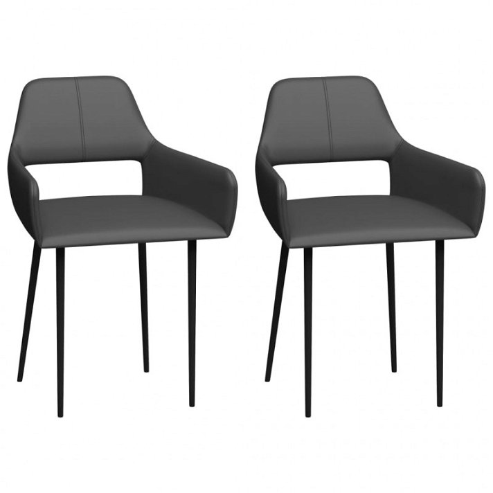 Conjunto de cadeiras ergonómicas de couro sintético cinzento VidaXL