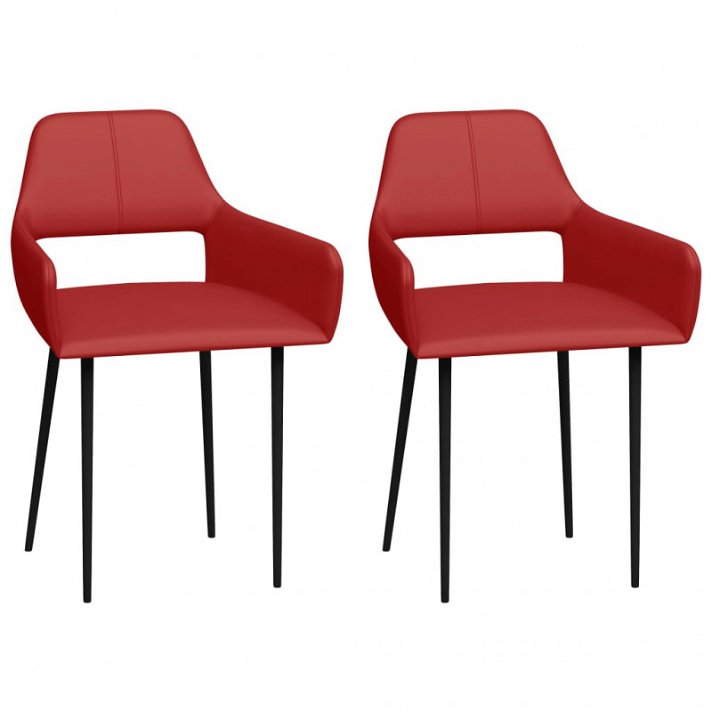 Set di sedie ergonomiche di ecopelle rosso Vida XL