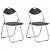 Pack de 2 sillas plegables elaboradas con acero y cuero artificial negro y plateado VidaXL