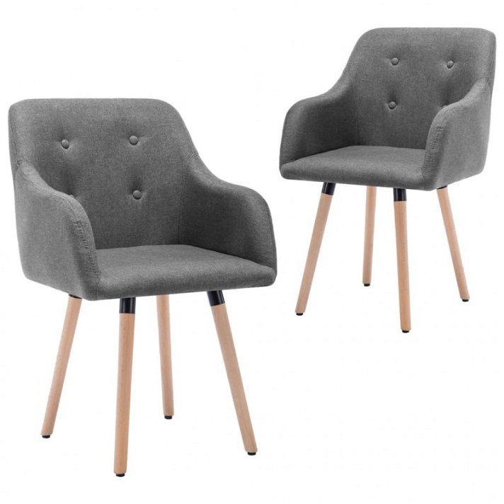 Set di sedie di legno di faggio grigio chiaro Vida XL