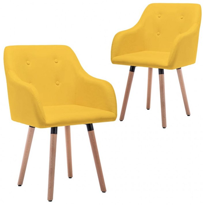 Conjunto de cadeiras em madeira de haya amarelo VidaXL