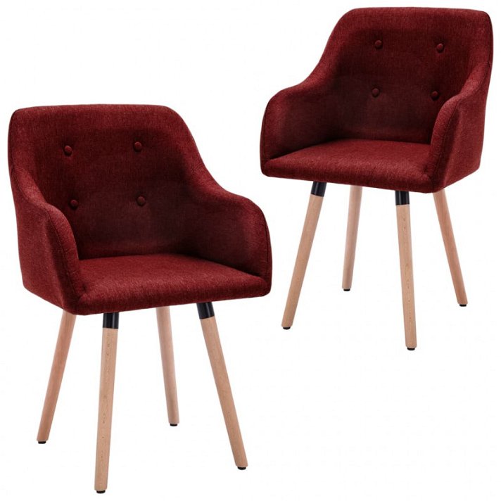Paquet de chaises en bois de hêtre rouge vin rouge VidaXL