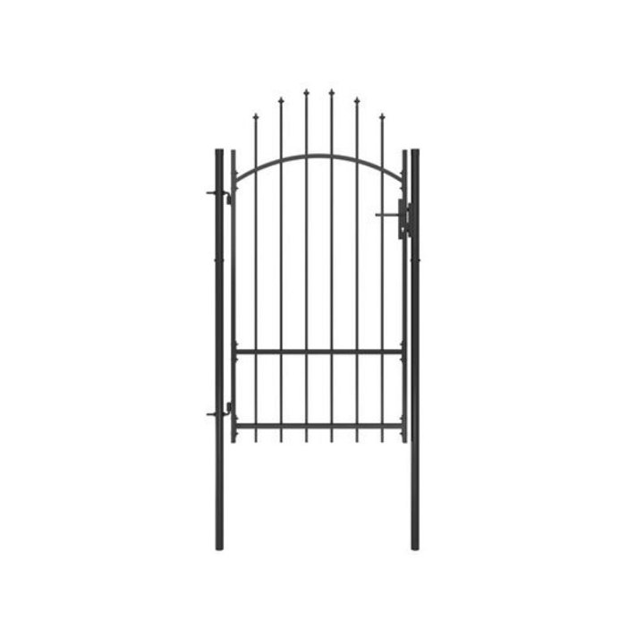 Puerta para jardín fabricada en acero con revestimiento en polvo de color negro Vida XL