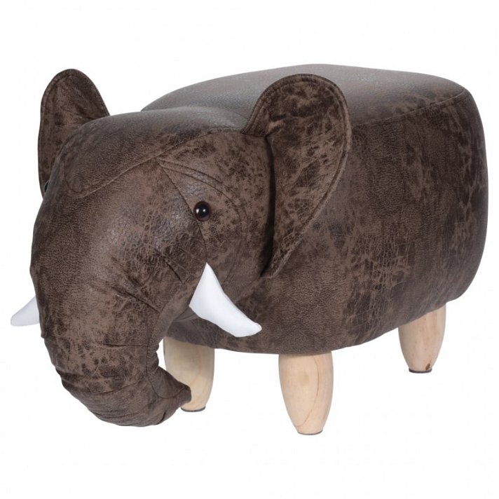 Tamborete de couro ecológico com forma de elefante Vida XL
