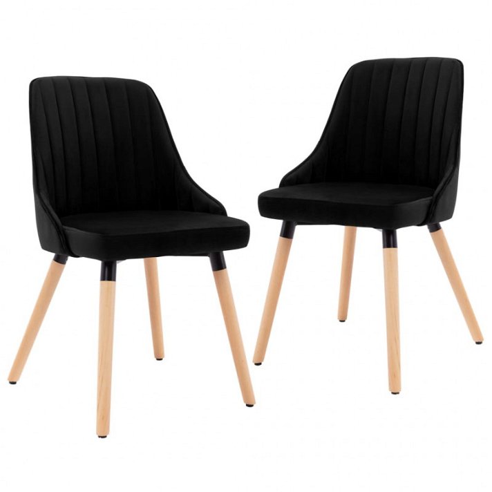 Conjunto de cadeiras de veludo e madeira de faia maciça preta VidaXL
