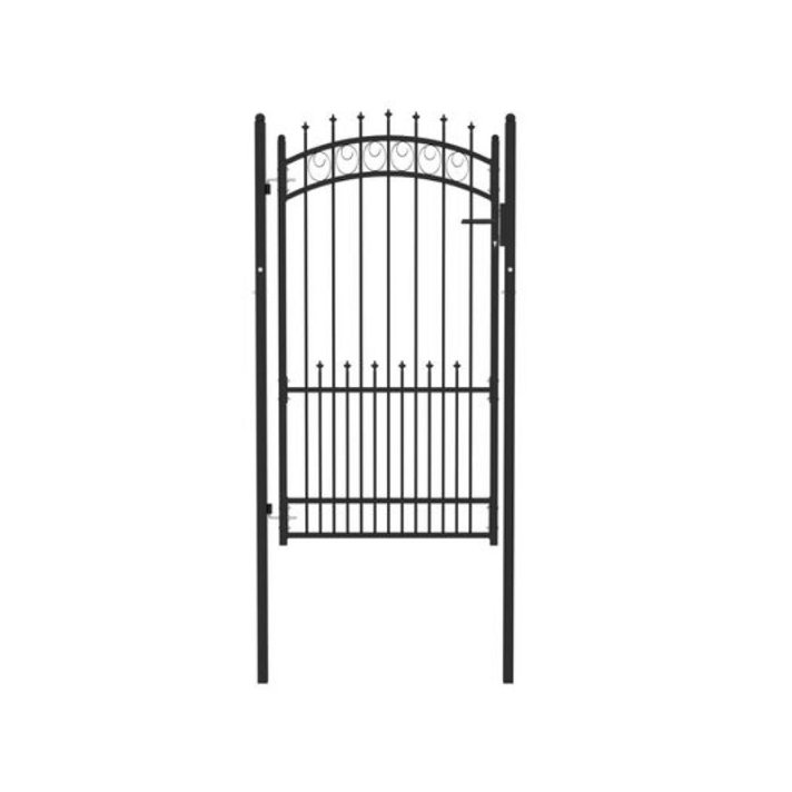 Puerta de valla con picos fabricada en acero con revestimiento en polvo de color negro Vida XL