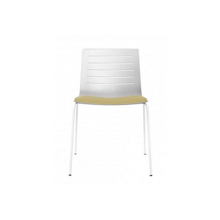 Pack de 4 sillas con patas rectas elaboradas en acero y polipropileno con tapizado Skin Resol