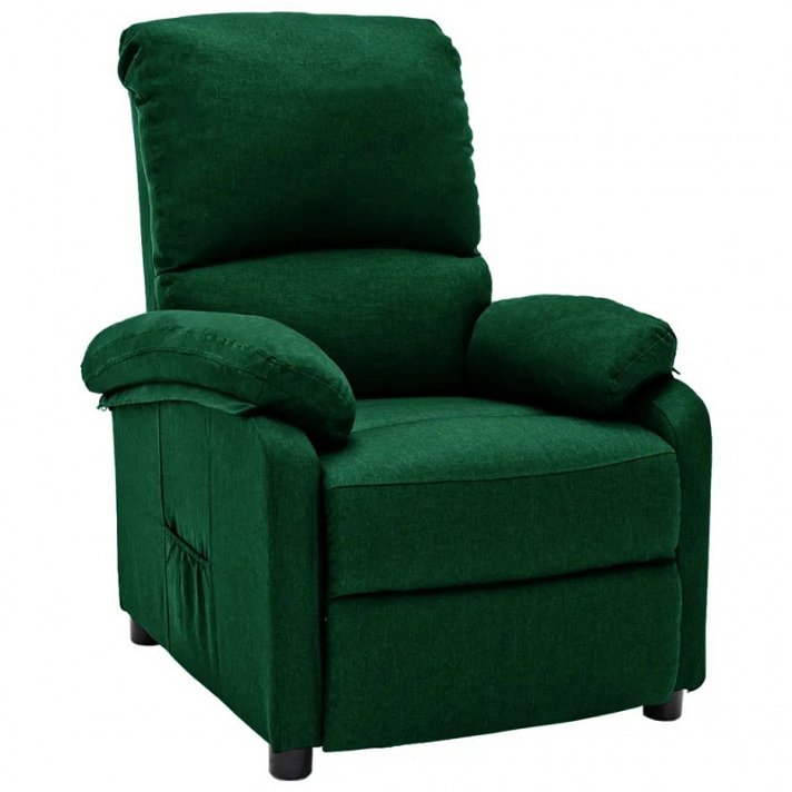 Poltrona relax reclinabile in tessuto verde scuro VidaXL
