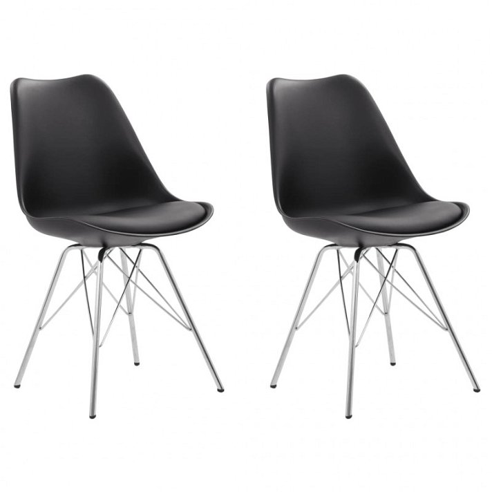 Conjunto de cadeiras nórdicas com pernas metálicas e estrutura plástica de cor preto e prateado VidaXL