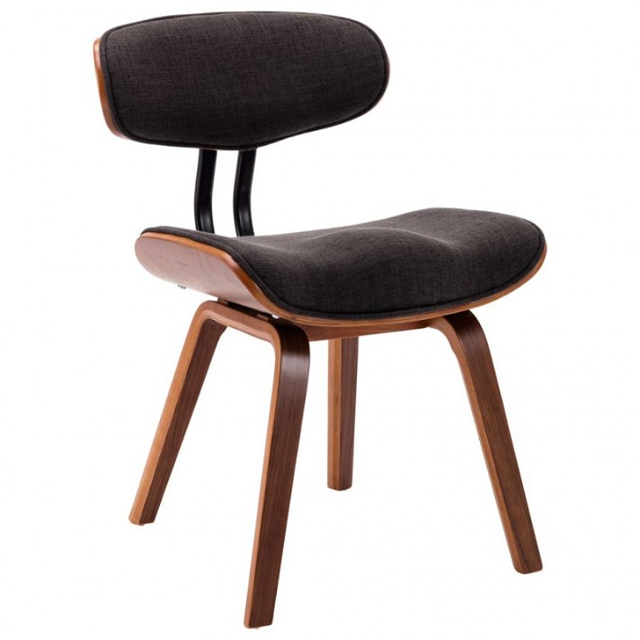Set di 2 sedie con seduta curva rivestite in tessuto grigio e marrone scuro Vida XL