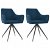 Set di sedie di velluto con schienale curvo blu Vida XL