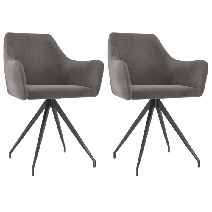 Conjunto de cadeiras de sala de jantar em veludo com encosto curvado de cor cinzento-escuro Vida XL